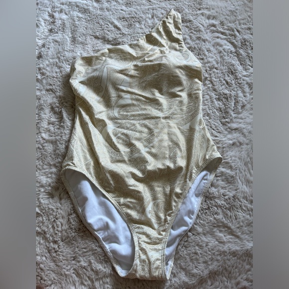 Lauren. White and gold one piece swimsuit.  Womens 8. NWT. - Picture 3 of 9